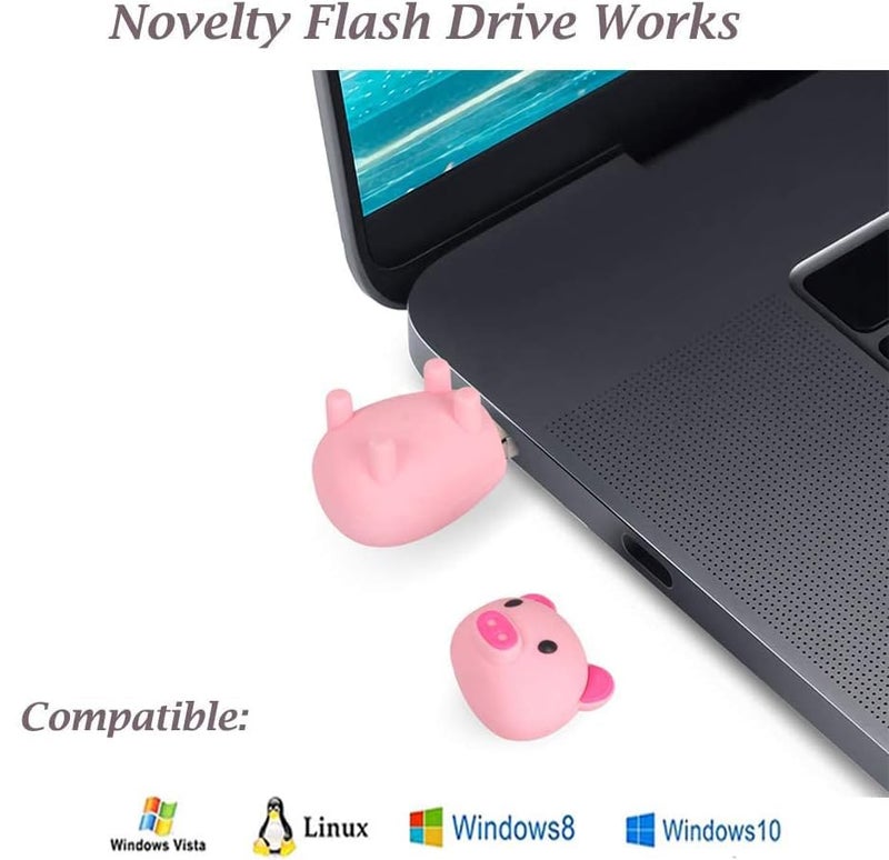 Aretop Flash Drive Cute 64GB, USB 2.0 Cute Pink Pig Shape USB Memory Stick Pendrive for Computer 64GB Thumb Drive USB Jump Drive Gift for Girls Kids Present - Image 2